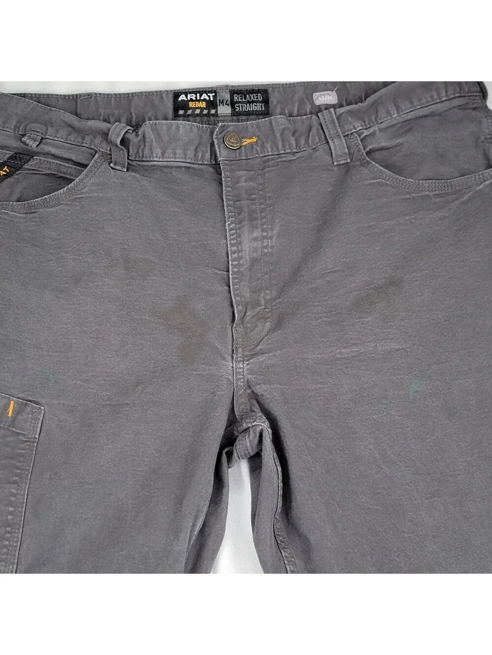 Ariat Rebar M4 Pants Mens 42x36 Gray Made Tough Relaxed Straight Work Cargo